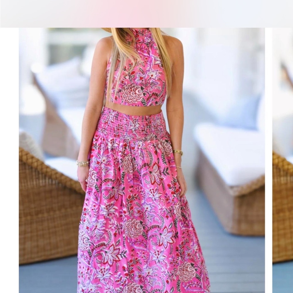 Fancy Boutique Pink Floral Tank & Skirt Set, XS